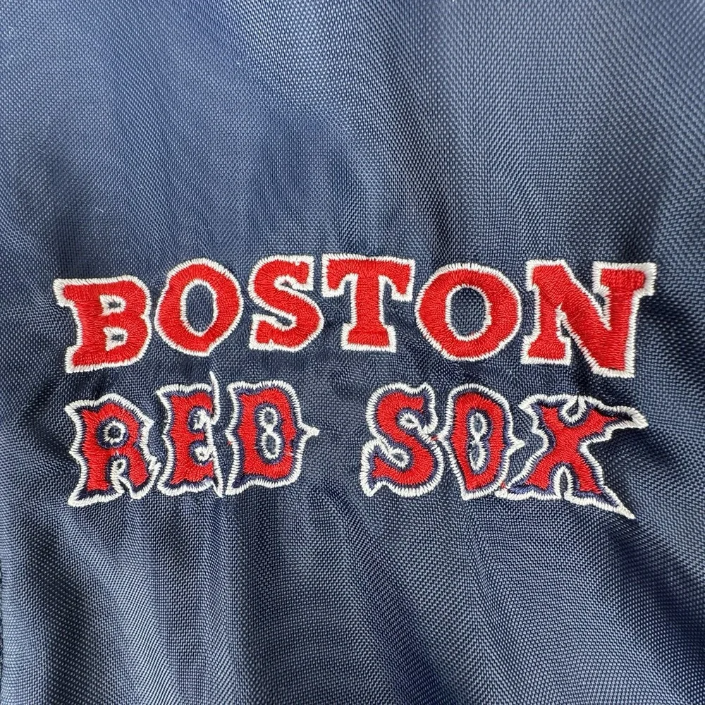 Boston Red Sox‎ Reversible Dugout Jacket M MLB Nylon Fleece Full Zip Navy Red